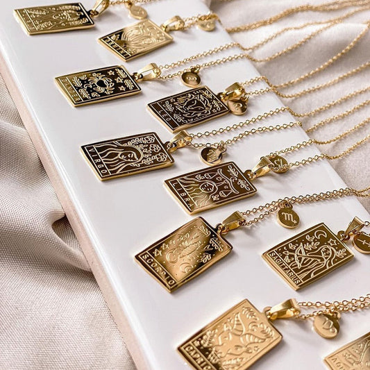 Gold Zodiac Tag Necklace