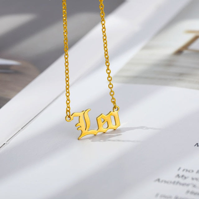 Vintage Font Zodiac Necklace