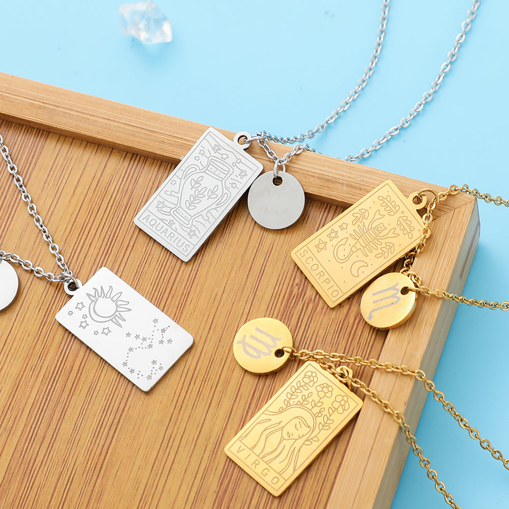 Silver Zodiac Tag Necklace