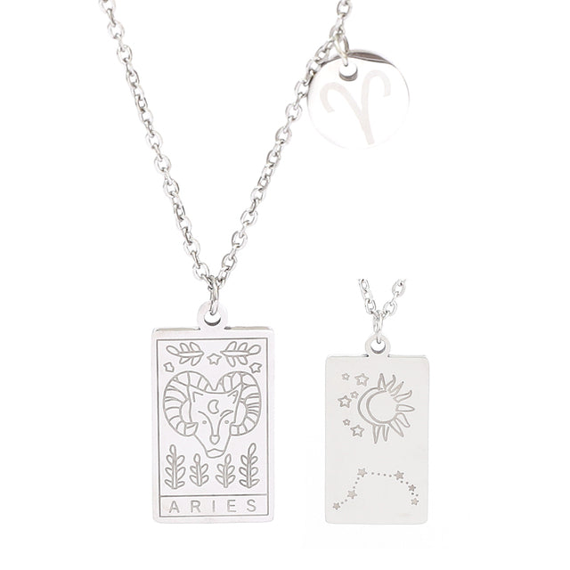 Silver Zodiac Tag Necklace