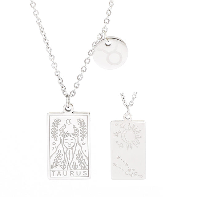 Silver Zodiac Tag Necklace