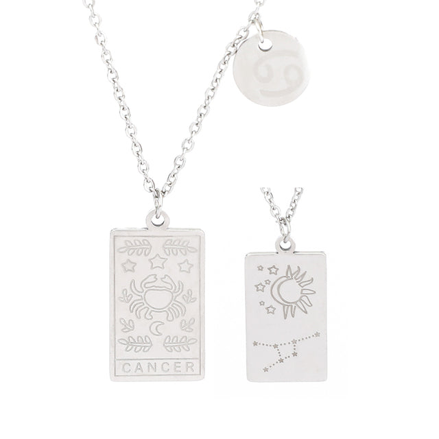 Silver Zodiac Tag Necklace