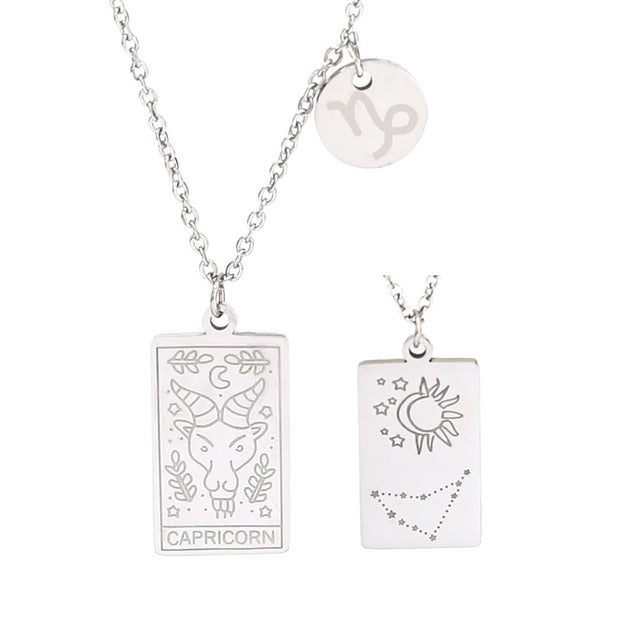 Silver Zodiac Tag Necklace