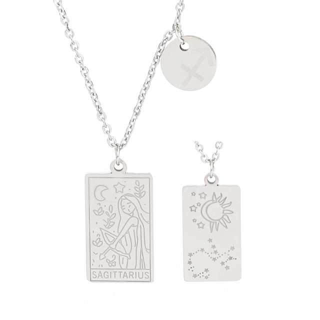 Silver Zodiac Tag Necklace