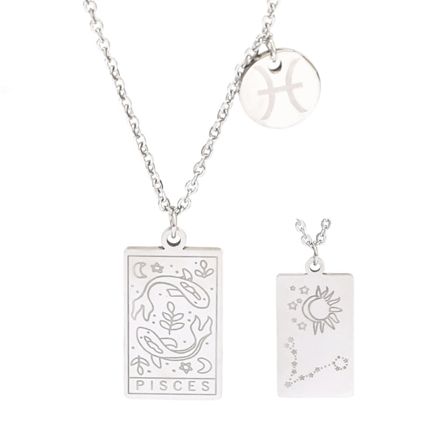 Silver Zodiac Tag Necklace