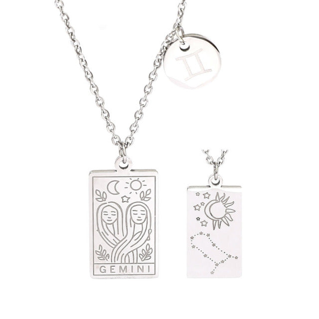 Silver Zodiac Tag Necklace