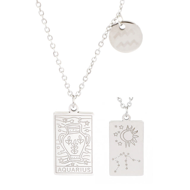 Silver Zodiac Tag Necklace