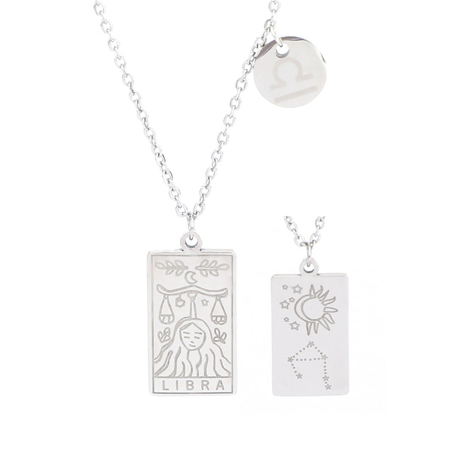 Silver Zodiac Tag Necklace