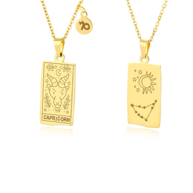 Gold Zodiac Tag Necklace