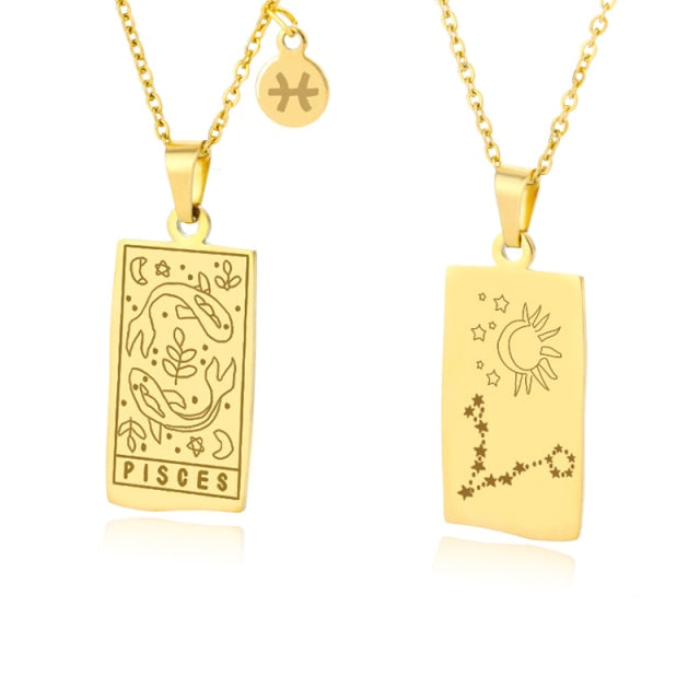 Gold Zodiac Tag Necklace