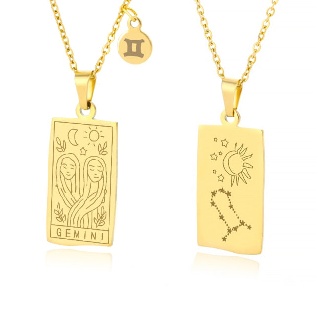 Gold Zodiac Tag Necklace