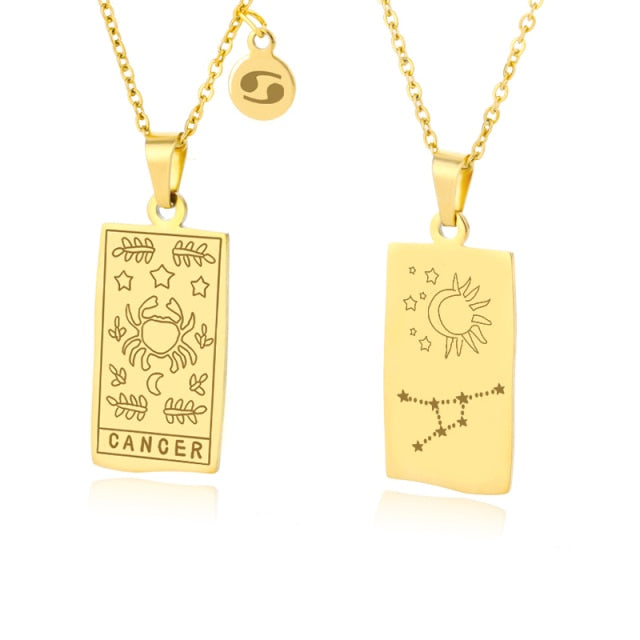 Gold Zodiac Tag Necklace