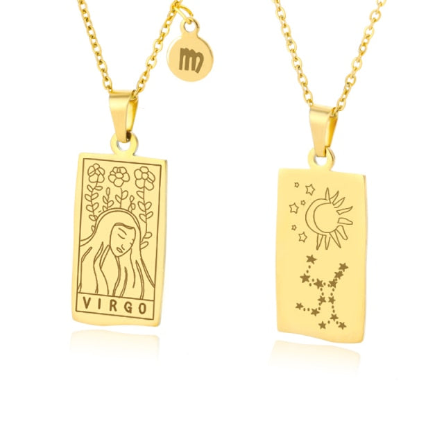 Gold Zodiac Tag Necklace