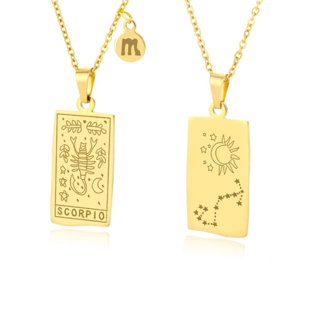 Gold Zodiac Tag Necklace