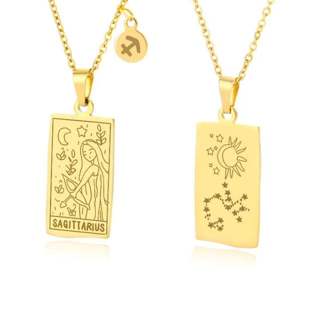 Gold Zodiac Tag Necklace