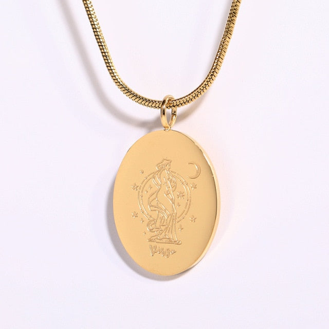 Retro Oval Zodiac Necklace