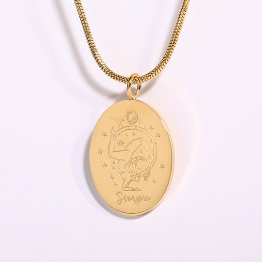 Retro Oval Zodiac Necklace